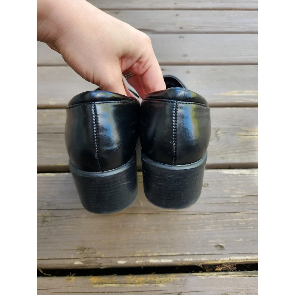 Vintage 90s y2k Predictions Loafers Black Chunky Block Heel Snakeskin Texture 10